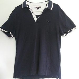 Michael Kors Navy Blue w/ White Cotton Polo Men's Med short sleeve